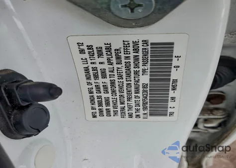 2012 Honda Civic Lx z USA, uszkodzony, nr VIN 19XFB2F54CE381852